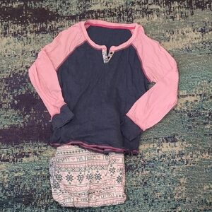 Tommy Hilfiger Navy & Pink Long Sleeve Pajama Set